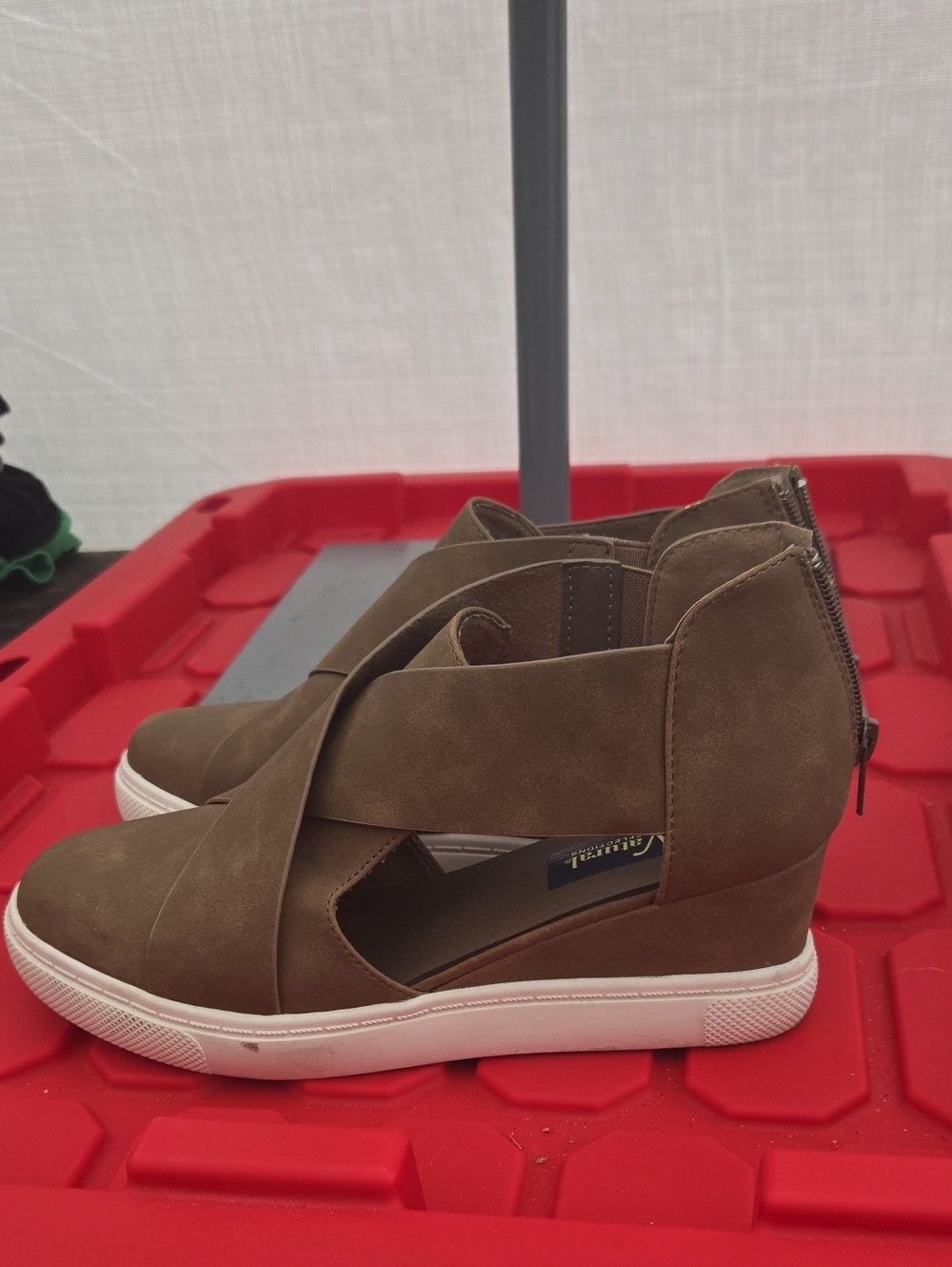 Natural Reflections Brown Wedge Sneakers